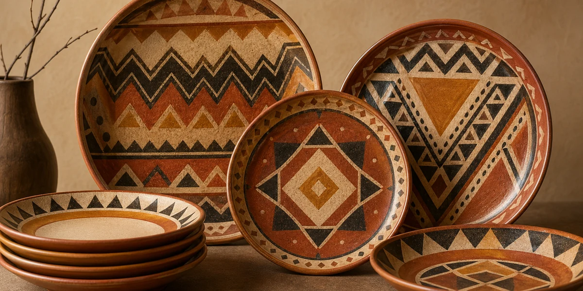 Vaisselle Excelsa motifs géométriques décoratifs