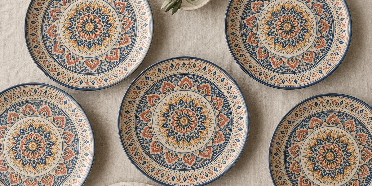 Assiettes Excelsa mandala multicolore